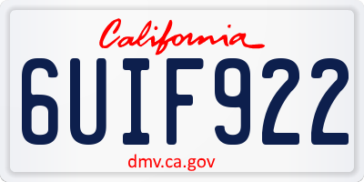CA license plate 6UIF922