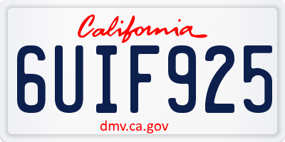 CA license plate 6UIF925