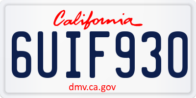 CA license plate 6UIF930