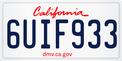 CA license plate 6UIF933