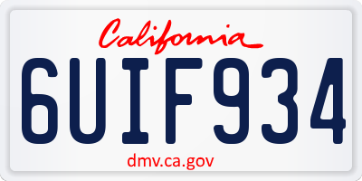CA license plate 6UIF934