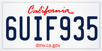 CA license plate 6UIF935