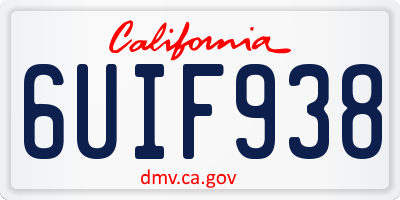 CA license plate 6UIF938