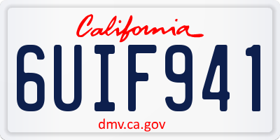 CA license plate 6UIF941