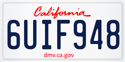 CA license plate 6UIF948