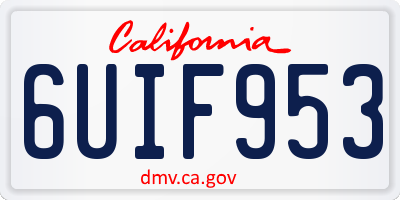 CA license plate 6UIF953