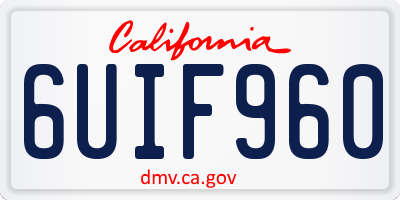 CA license plate 6UIF960