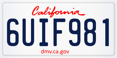 CA license plate 6UIF981