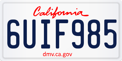 CA license plate 6UIF985
