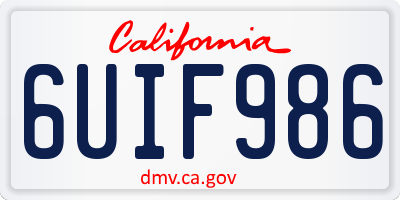 CA license plate 6UIF986