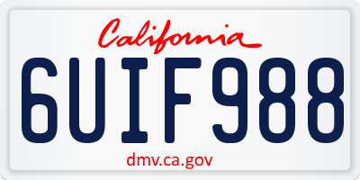 CA license plate 6UIF988