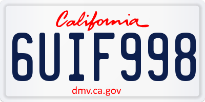 CA license plate 6UIF998