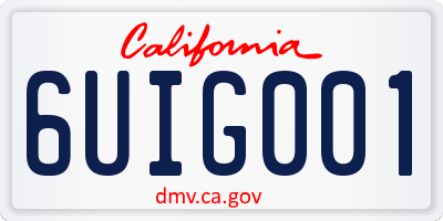 CA license plate 6UIG001