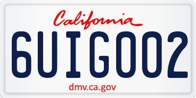 CA license plate 6UIG002