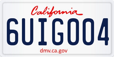 CA license plate 6UIG004