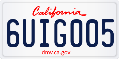CA license plate 6UIG005