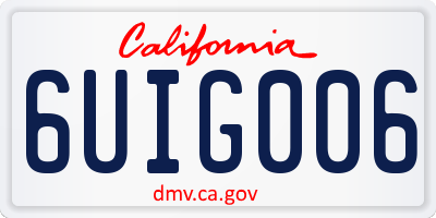 CA license plate 6UIG006