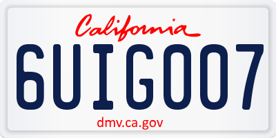 CA license plate 6UIG007