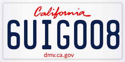CA license plate 6UIG008