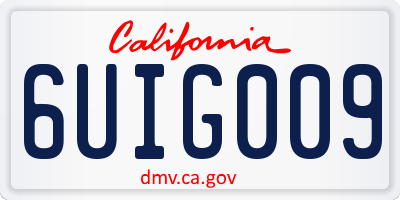 CA license plate 6UIG009