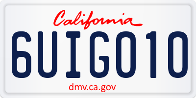CA license plate 6UIG010