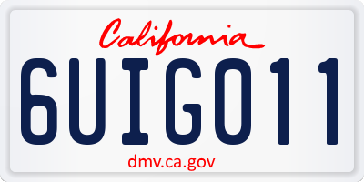 CA license plate 6UIG011