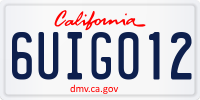 CA license plate 6UIG012