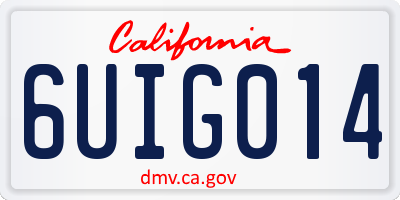 CA license plate 6UIG014