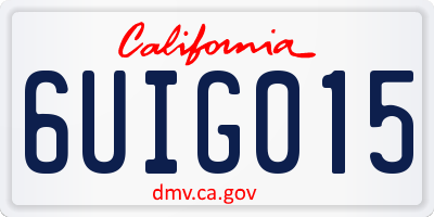 CA license plate 6UIG015