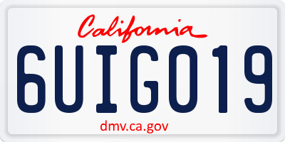 CA license plate 6UIG019