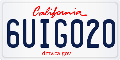 CA license plate 6UIG020