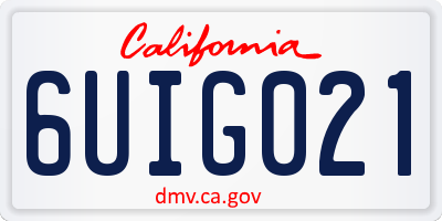 CA license plate 6UIG021