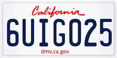CA license plate 6UIG025