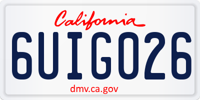 CA license plate 6UIG026