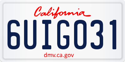 CA license plate 6UIG031