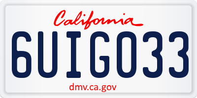 CA license plate 6UIG033
