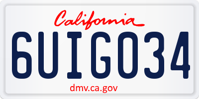 CA license plate 6UIG034
