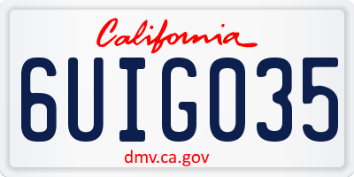 CA license plate 6UIG035