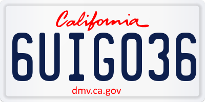 CA license plate 6UIG036