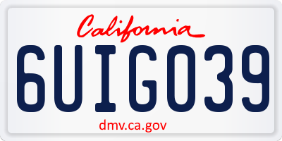 CA license plate 6UIG039