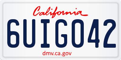 CA license plate 6UIG042