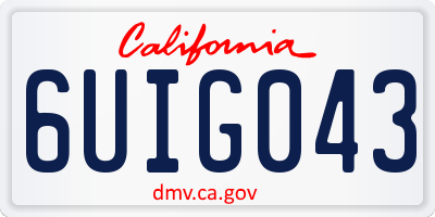 CA license plate 6UIG043