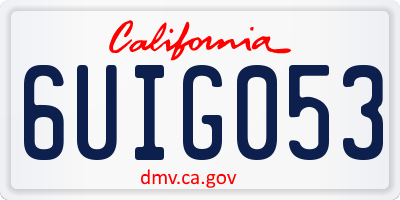 CA license plate 6UIG053