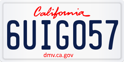 CA license plate 6UIG057