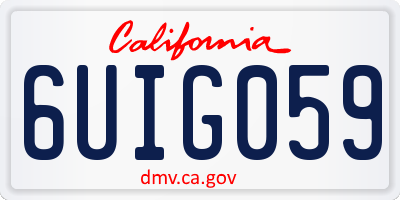 CA license plate 6UIG059