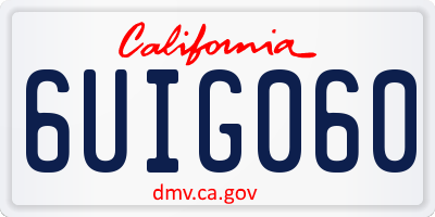 CA license plate 6UIG060