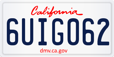 CA license plate 6UIG062