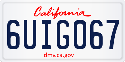CA license plate 6UIG067