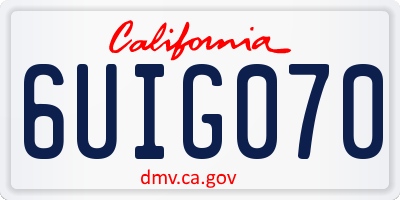 CA license plate 6UIG070