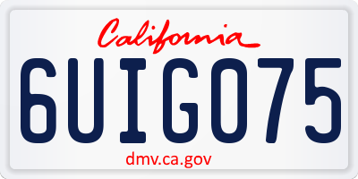 CA license plate 6UIG075